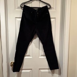 High rise black velvet pants